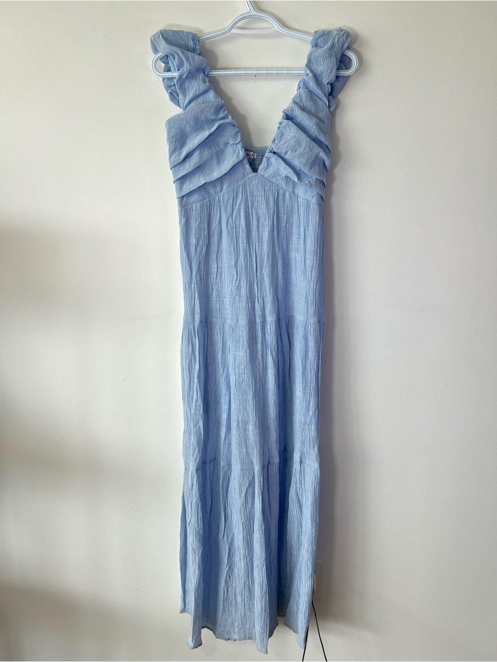 Hunter & Brown Light Blue Maxi Dress with Ruffle Straps Women’s Medium